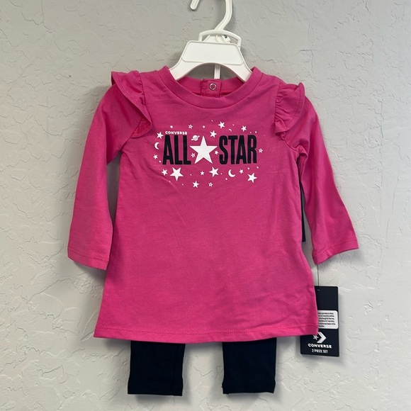 Converse All Stars kids 2 pc Girls outfit NWT 24M MOD pink - Picture 1 of 5